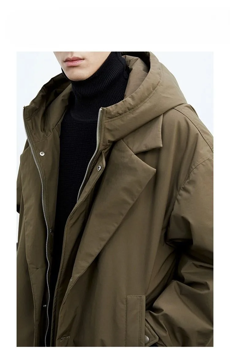 

Trench Green Coat Mens Sheepskin Mid Long Office Korean Commuter Warm Autumn Winter Lapel Brown Soft Comfort High End Business