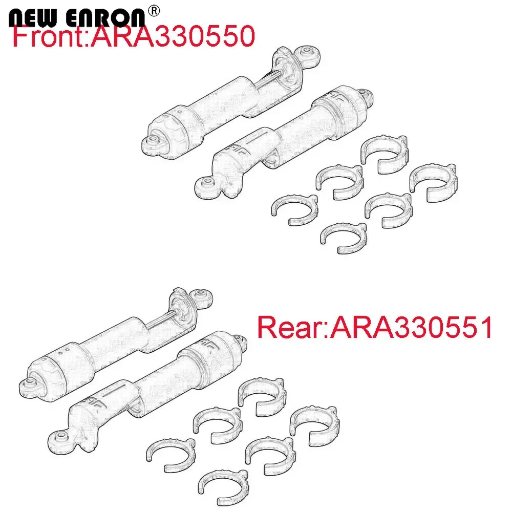 4PCS Alloy Front Rear Shock Absorbers Damper #ARA330550 #ARA330551 For RC 1/10 ARRMA 3S Big Rock Granite Senton 1/8 Typhon