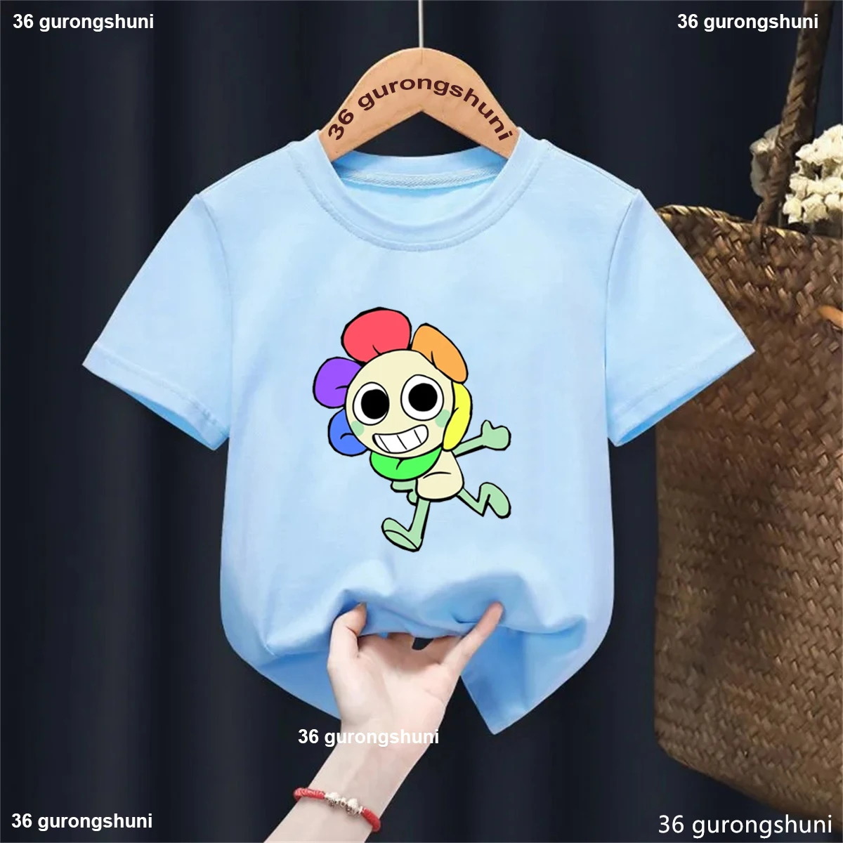 2025 New Dandys World Print T-shirt Crew Neck Short Sleeve Tees For Girl Summer Gift Toddler Cute Cartoon T Shirt Kid's Clothes