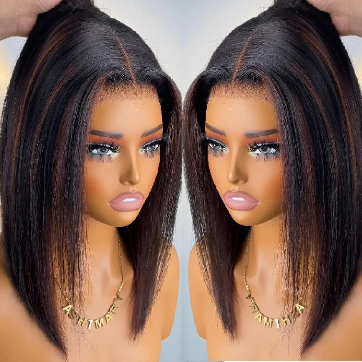 Evidenziare Marrone Glueless Parrucca Diritta Densità 400 Senza Colla Capelli Umani Brasiliani 4x4/13x6 HD Anteriore Del Merletto Pronto Da Indossare Parrucca 18 Pollici