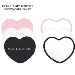 1 Pc Small Portable Heart Shape Mirrors Custom Logo Souvenir Wedding Bridesmaid Gift Ideas Wig Lash Salon Small Business Mirror