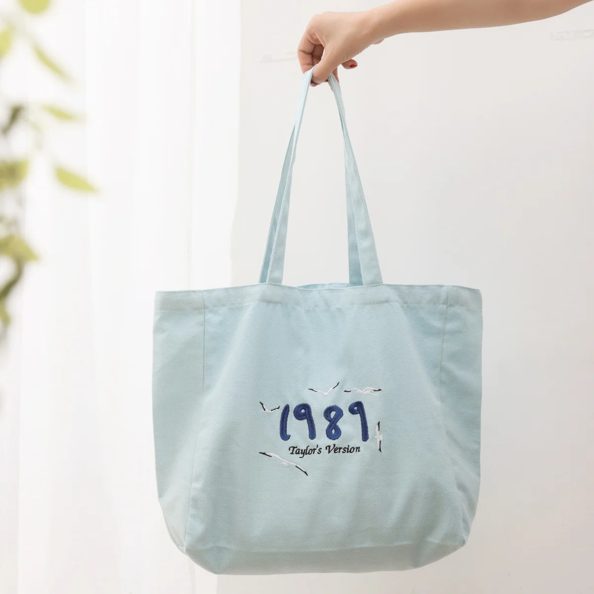 1989 Taylor\'s Version Letters Embroidered Retro Style Canvas Shopping Bags Large Capacity Cotton Reusable Shoulder Tote Bag