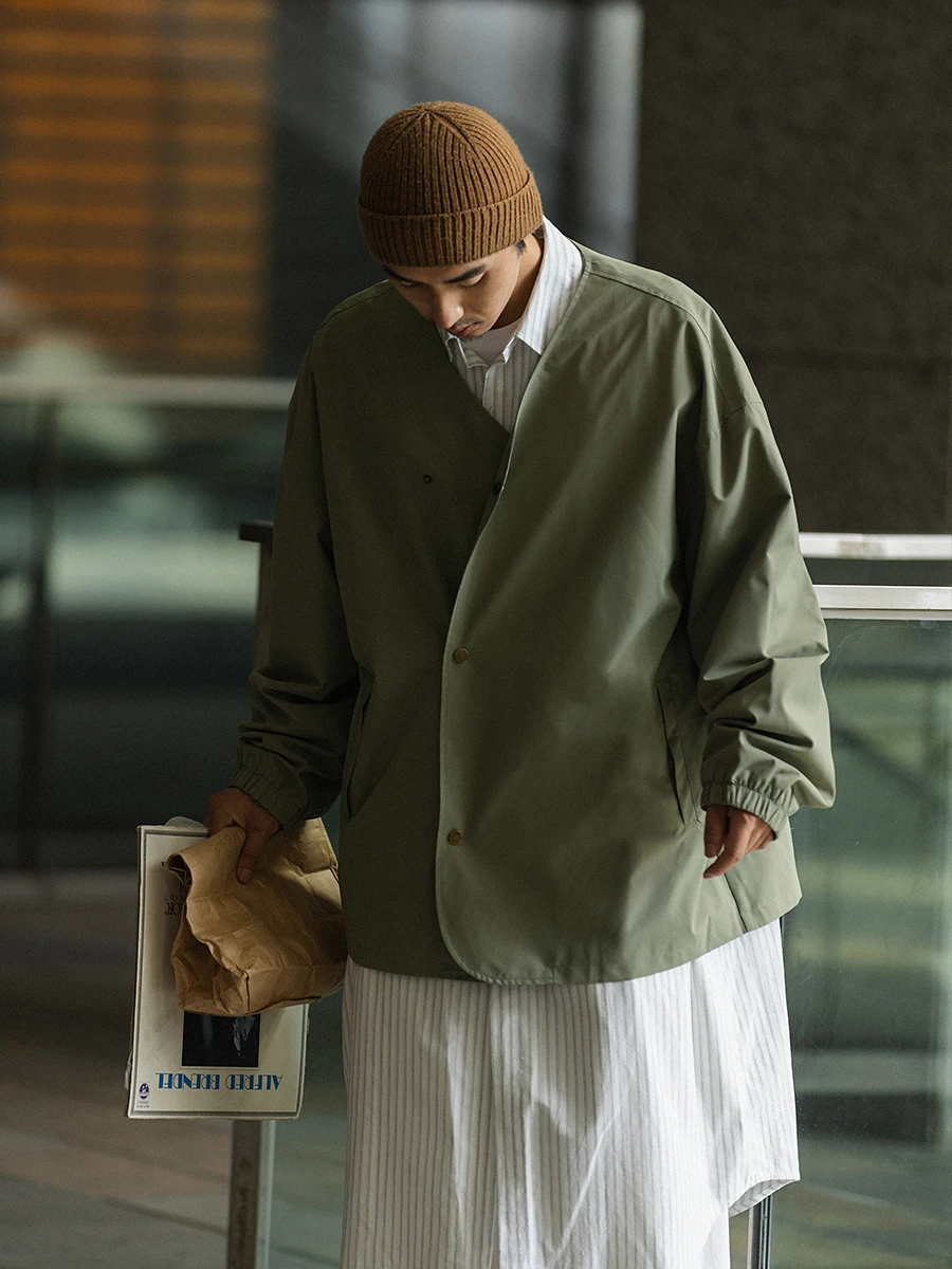 

Мужская винтажная рабочая куртка Noears Japanese Sle een, водонепроницаемая, приталенная, с двумя пуговицами, в уличном стиле, тренд сезона