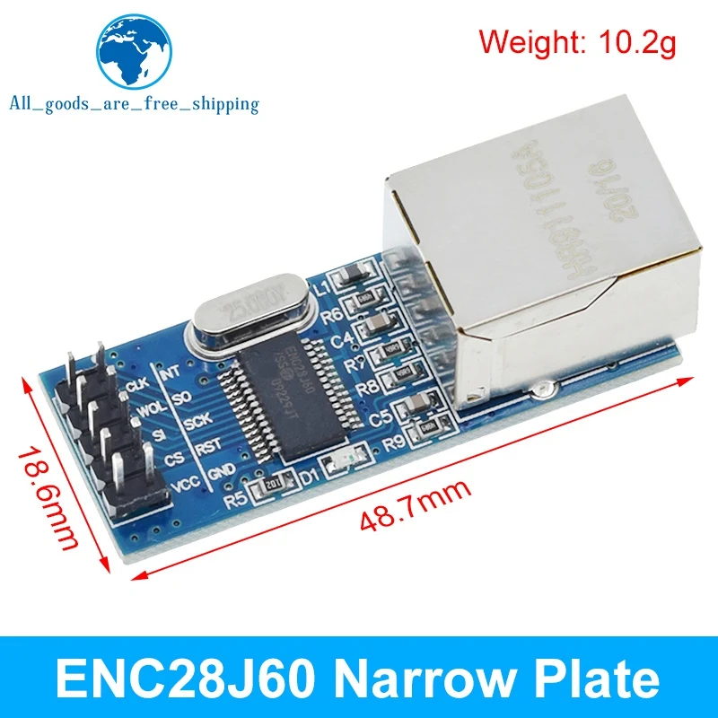 Tzt ENC28J60 SPI อินเตอร์เฟสเครือข่ายโมดูลอีเธอร์เน็ต (รุ่นเล็ก) สำหรับ Arduino