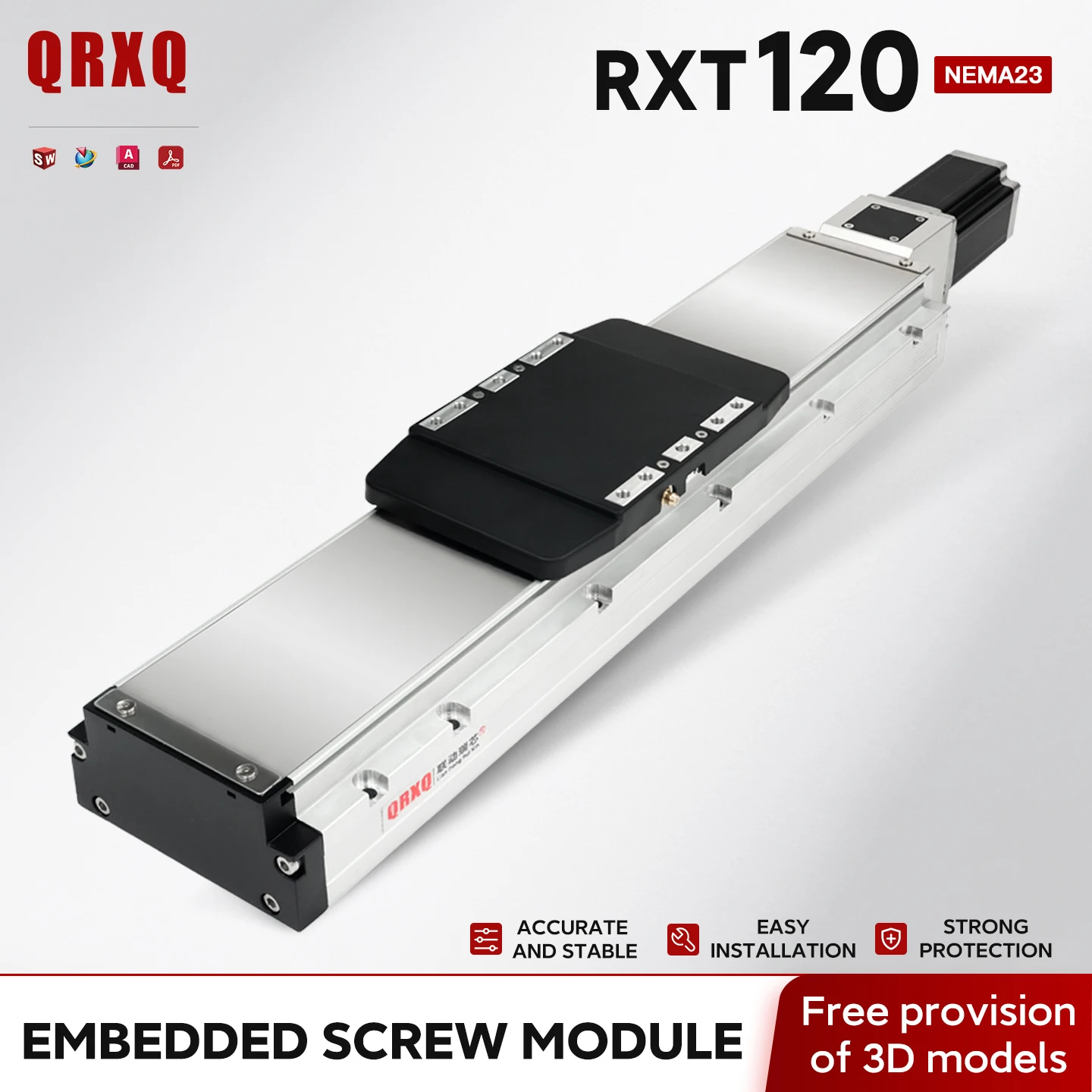 

RXT120 Embedded Ball Screw Horizontal Load capacity 110kg Stroke 50-1250mm CNC Enclosed Linear Module.