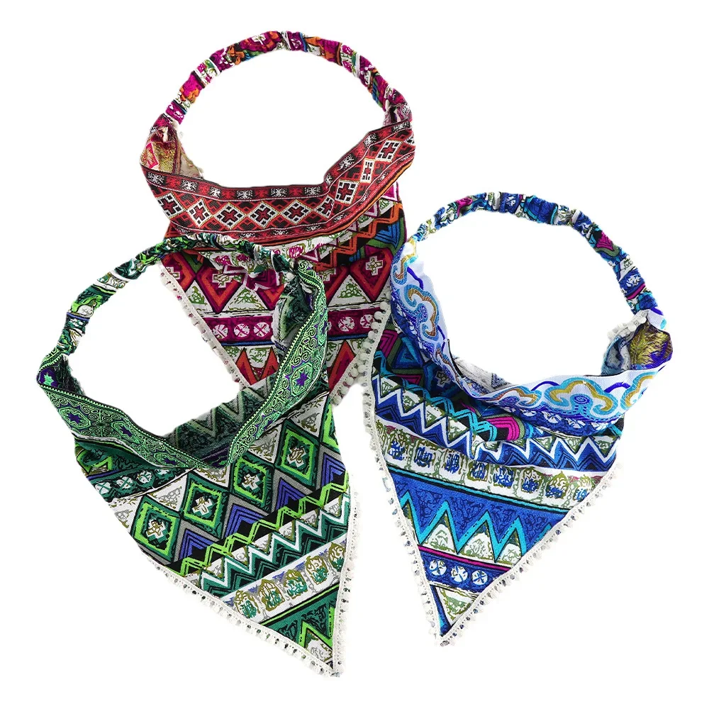 Bohemia Bandana For Women Elastic Hair Bands Triangle Headscarf Floral Print Head Wrap Scarf Hair Accessories Headwear