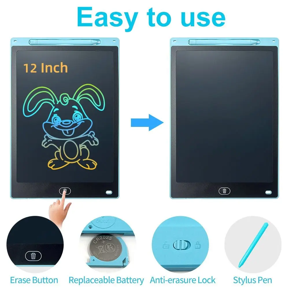 New 8.5/12inch LCD Writing Tablet Color Screen with Pen Drawing Board Erasable Graffiti Sketchpad for Kids