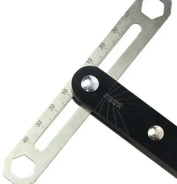 T Shape Angle Ruler 80mm High Precision Adjustable Locking Nut Woodworking Measuring Tool For Square Gauge Layout Accessories