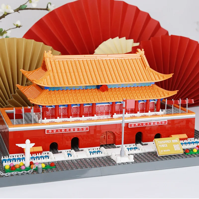 世界的に有名な中国の歴史文化建築ビルディングブロック北京天安門広場モデルブリック教育玩具ギフト用