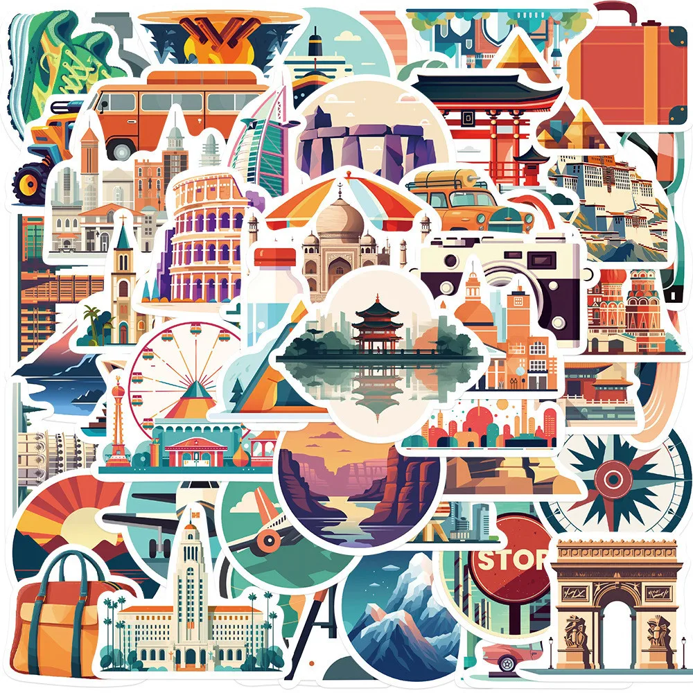 65Piece Travel City Graffiti Stickers - DIY Waterproof Decor for Guitars, Notebooks, Luggage, Phone Cases Giajar Sticker Store
