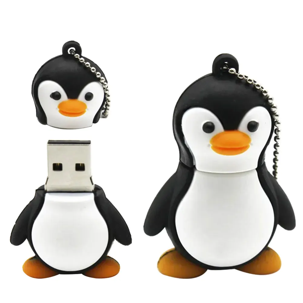 Hewan Penguin indah 4GB 8GB 16GB 32GB 64GB stik memori kartun 128GB Usb 2.0 Flash Drive hadiah jempol untuk anak-anak