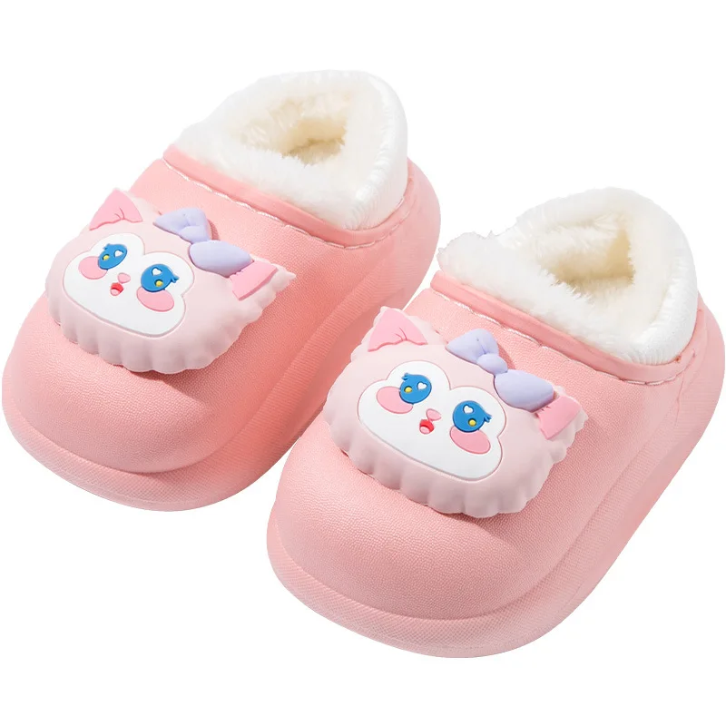 Winter Kid Baby Boy Girl Slippers Newborn Cartoon Bear Non-slip Home Indoors Shoes Thick Warm Children Plus Fleece Shoes Slipper