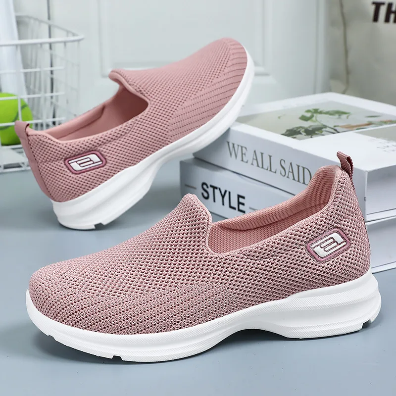 Spring Women Pink Vulcanized Shoes High Quality Female Sneakers Slip on Flats Loafers Plus Size 41 Walking Flat Shoes Women