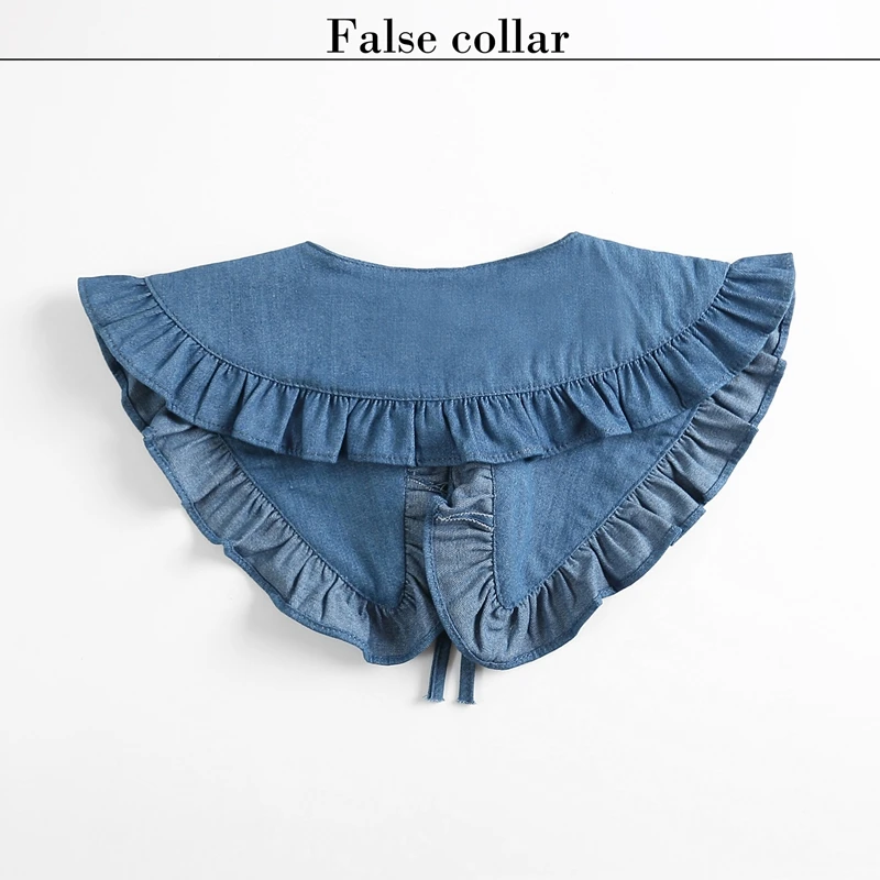Fotografia 4: Acessório de Decoração para Decote Feminino: Gola Falsa Casual com Babados e Detalhe de Xale Removível