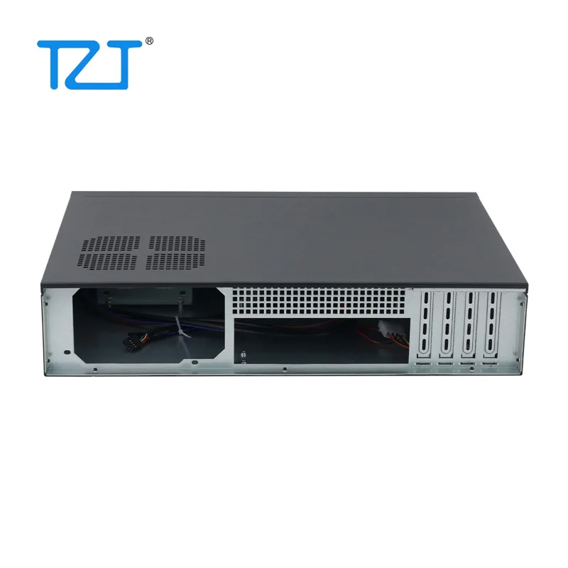 TZT DX-2300L (Aluminum Striped Panel) 2U 300mm IPC Chassis Server Chassis for MATX Motherboards/Hard Drives Installation