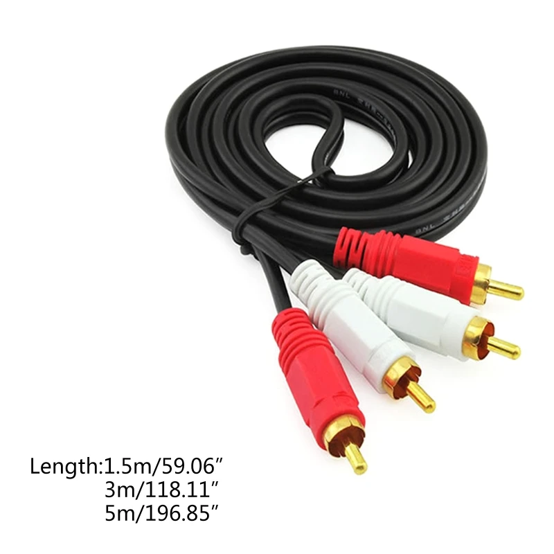 2RCA Male to 2 RCA Male Video Cable RCA Splitter Cable for DVD Sound TV Box Louder Amplifier 1.5M/3M/5M