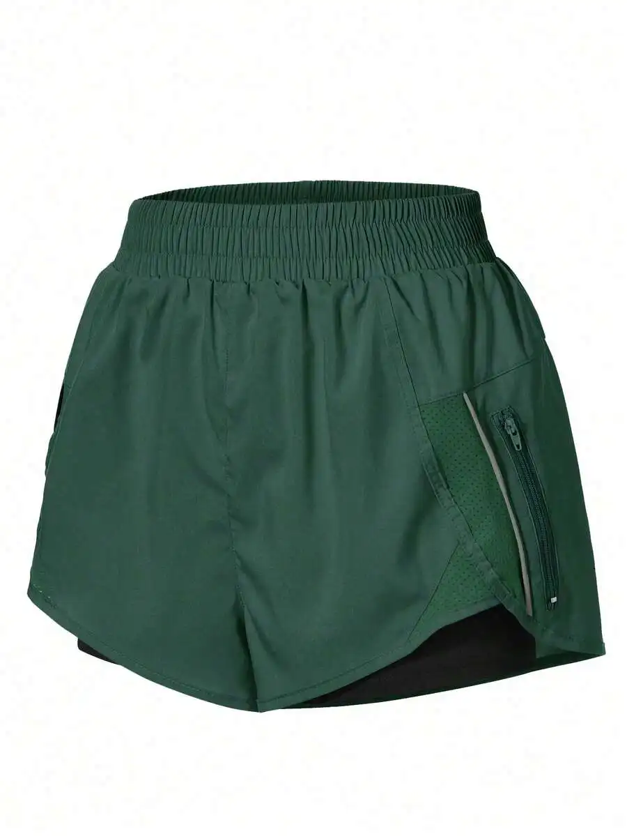 

Elastic Waist Sports Shorts With Built-In Lining Breathable Quick Dry Jogger Shorts For Women