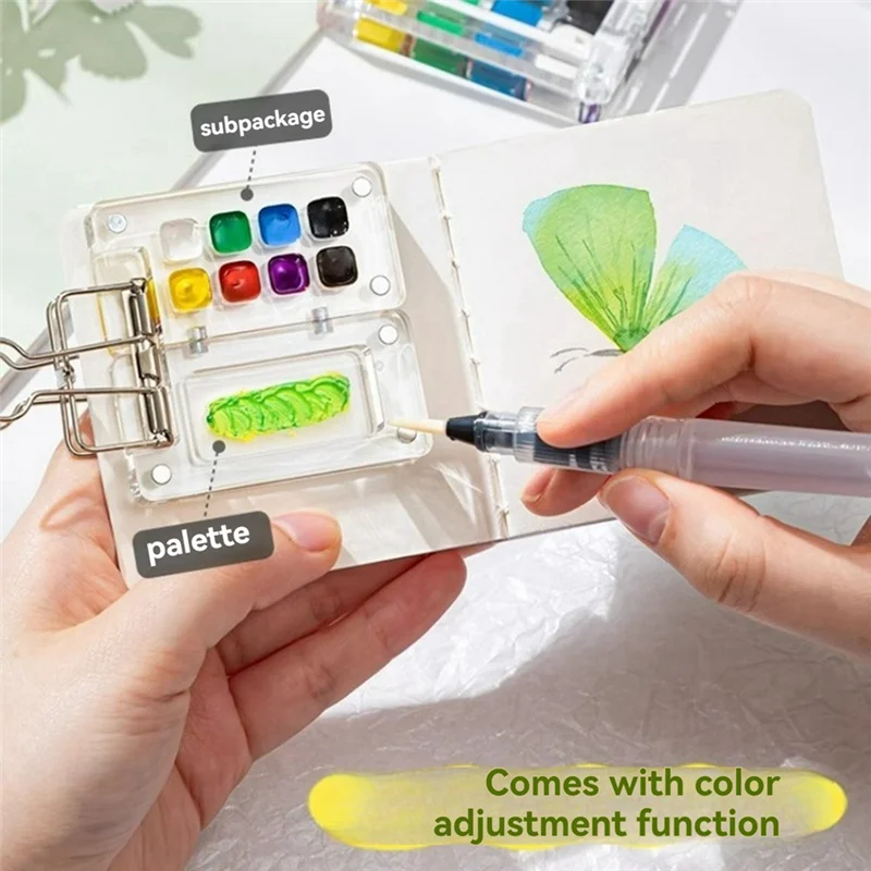 لوحة محمولة، لوحة طلاء للسفر، كراسة رسم صغيرة بألوان مائية، مع مشبك معدني، هدية للرسامين والفنانين