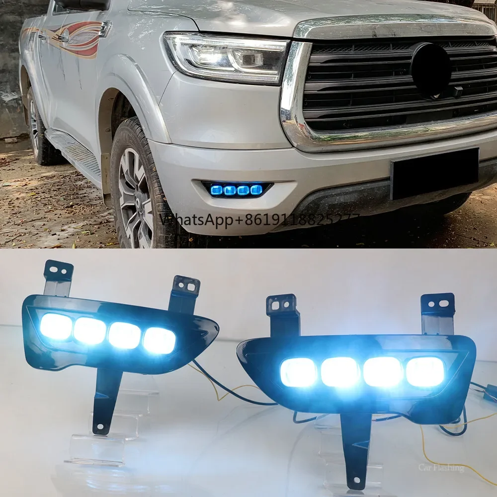 LED Daytime Running Lights with Turn Signal Yellow Style 12V Day Driving Lights Car DRL For Great Wall POER 2019 2020 2021 2022