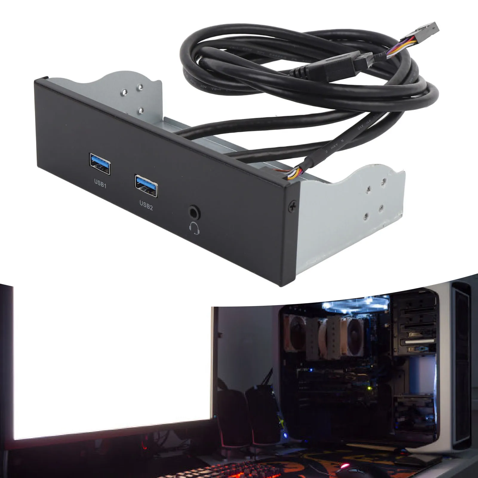 

Optical Drive Bay Panel 19 Pin and 9 Pin 5Gbps 3 Ports Optical Drive Front Panel Adapter HD Sound Interface USB3.2 GEN1 for PC