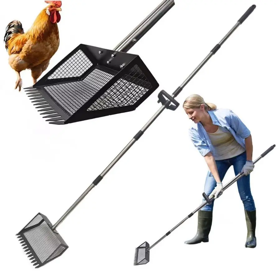 

Inch Chicken Poop Scooper amp Rake 2in1 Chicken Scooper for Poop, Rubber Handle Stainless Steel Chicken Litter Scoop for Chicken