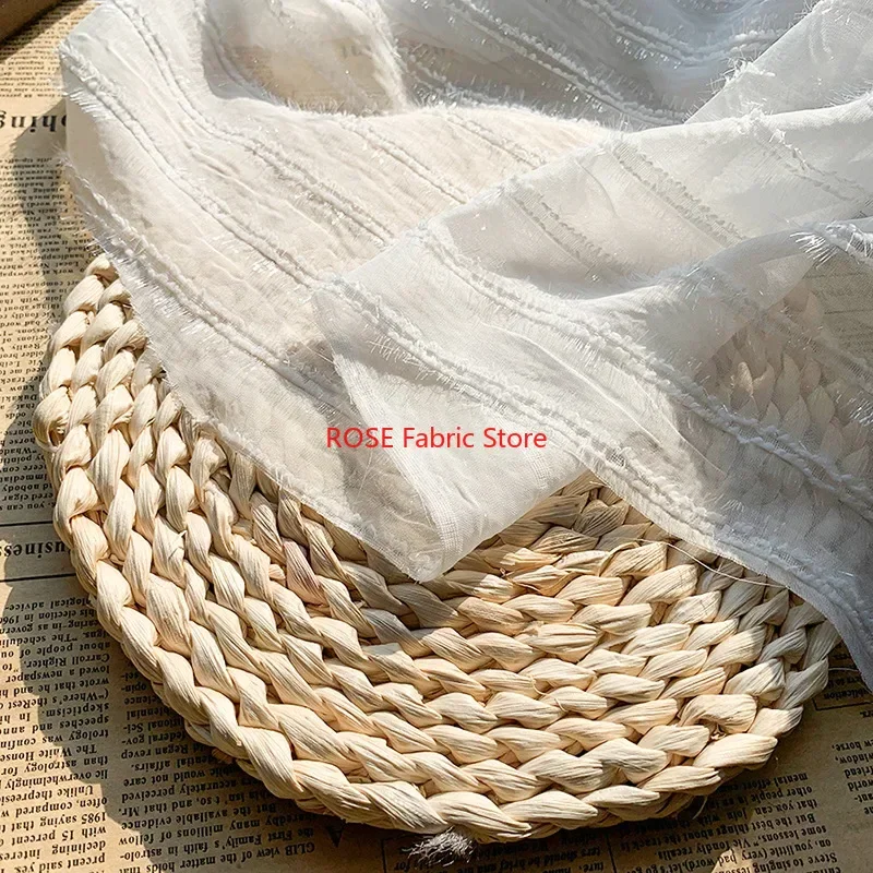 

shiny Bright Silk jacquard Chiffon Fabric fringed fabric for Dance Costumes, Prom Dress, Evening Gown, Garments Sewing Fabric