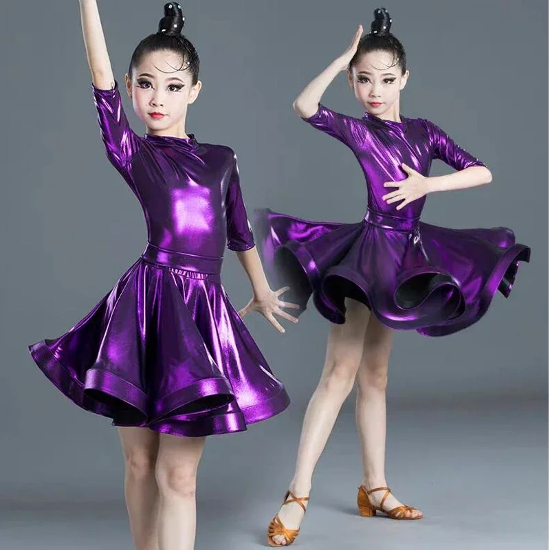 Robe de Danse Latine Pour Fills, Danse de Salle De Bal, Rumba Samba, เครื่องแต่งกายเต้นรํา Latine สําหรับเด็ก, Col De Danse Jazz