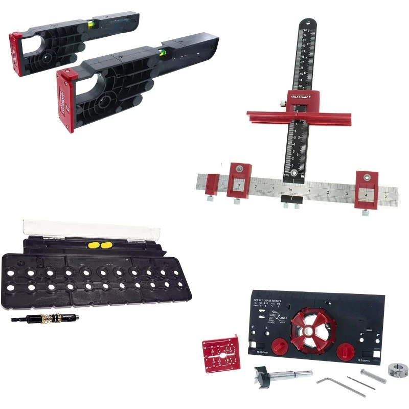 Cabinet Kit – Cabinet Hardware Jig, Shelf Pin Jig, Hinge Jig and Drawer Slide Jig. Cabinet Handles, Drilling Jig