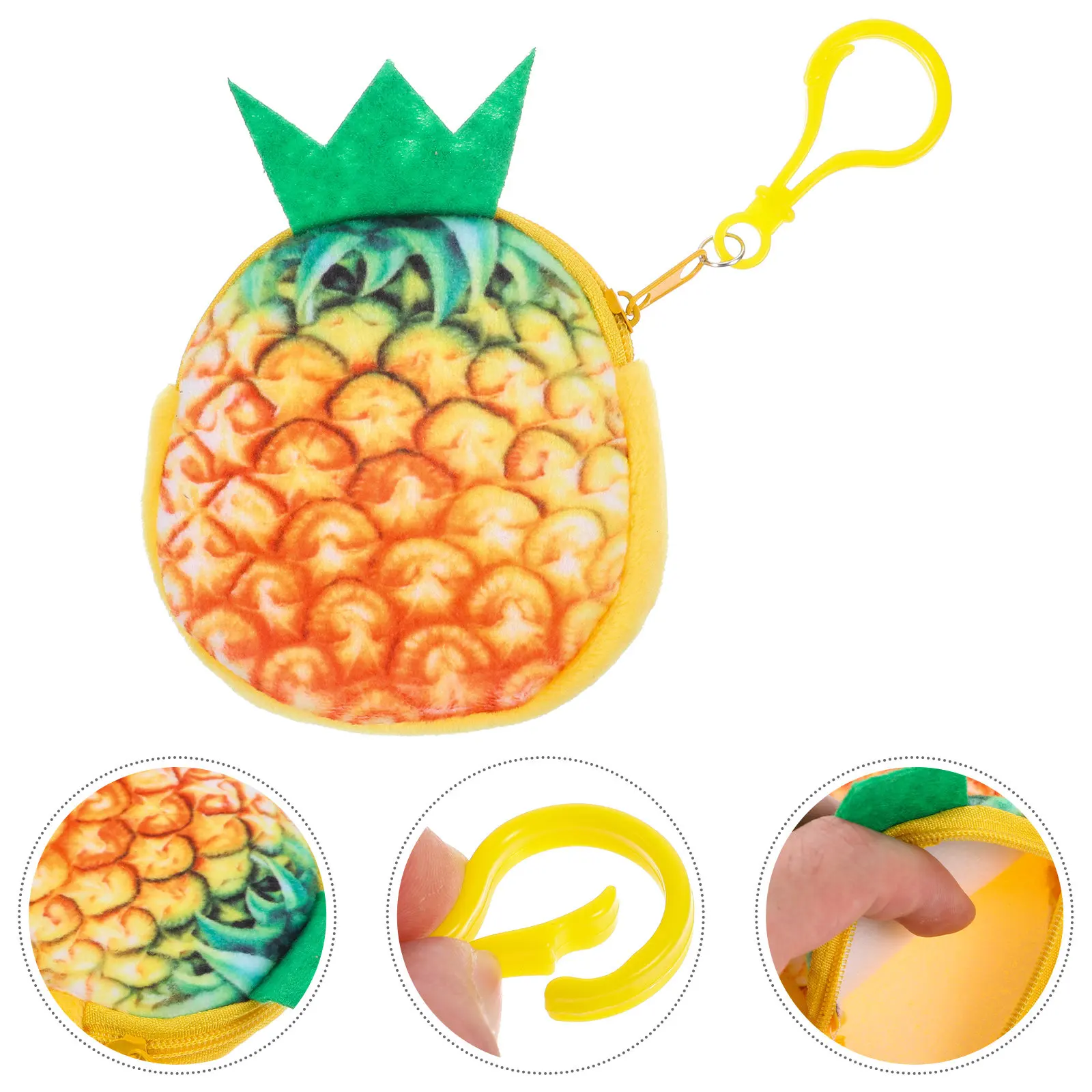 Cartoon Pineapple Mini Wallet Coin Purse Zipper Handy Pocket Bag for Little Phone Cash Id Card Shoulder Backpack