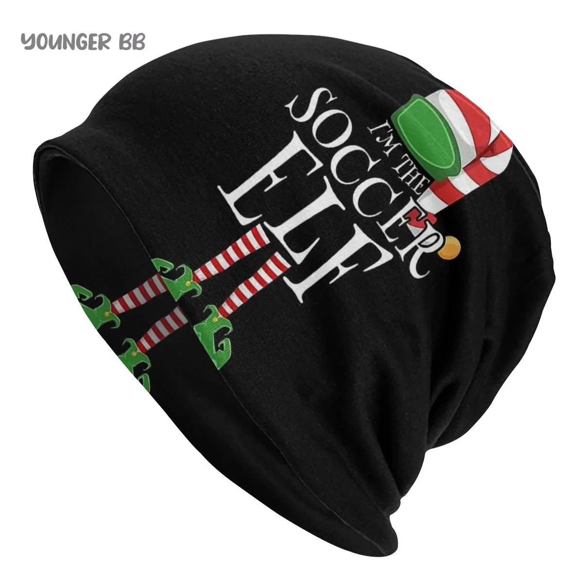 Bonnet Hats Football Men Women's Knitting Hat I'm The Soccer Elf Matching Team  Winter Warm Cap Beanies Thermal Elastic Caps