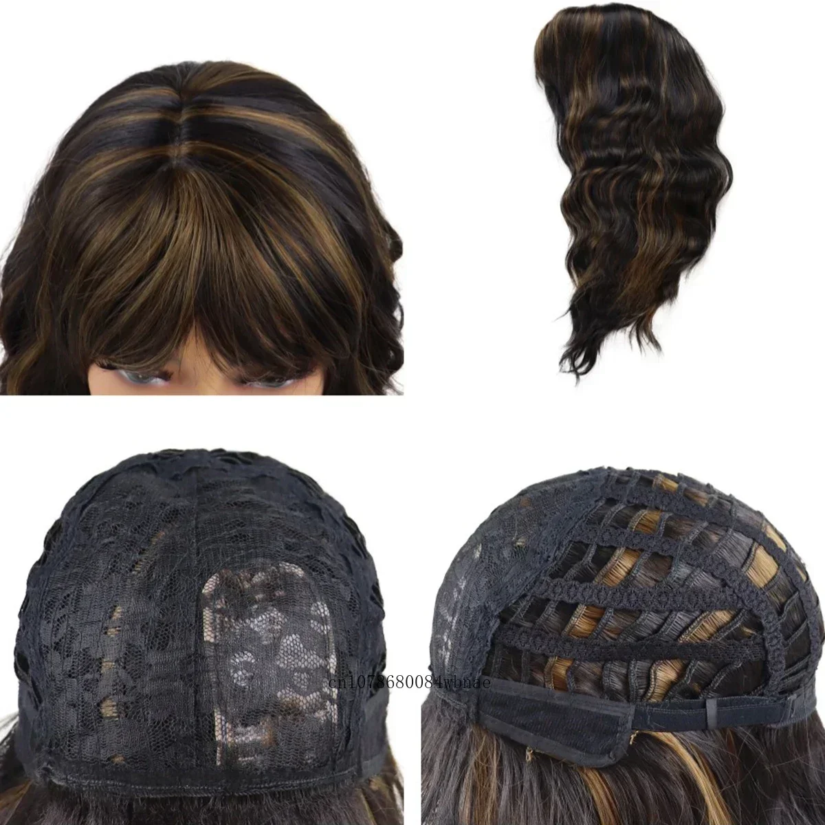 شعر مستعار متوسط مموج ومجعد للنساء، شعر مستعار صناعي مصبوغ باللون البني، مقاوم للحرارة، للحفلات اليومية، شعر مستعار طبيعي لطيف المظهر #4