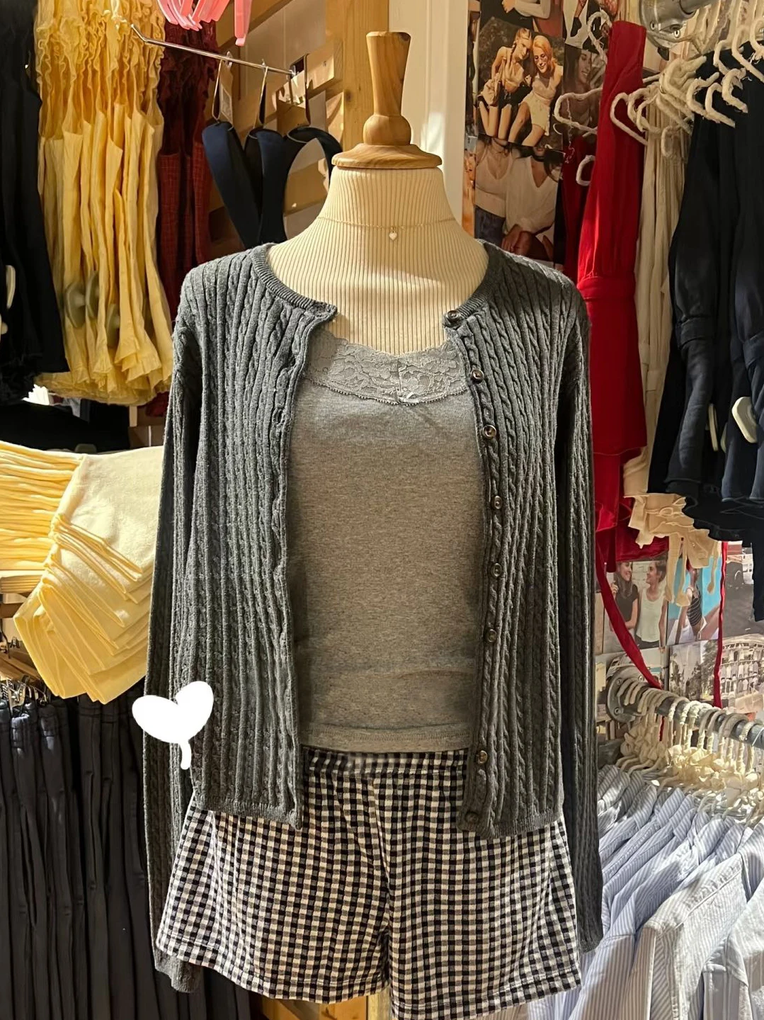 

Twist Flower Dark Grey Sweater Cardigan O-Neck Single Breasted Long Sleeve Cotton Slim Knitwear Vintage Streetwear Slim Crop Top