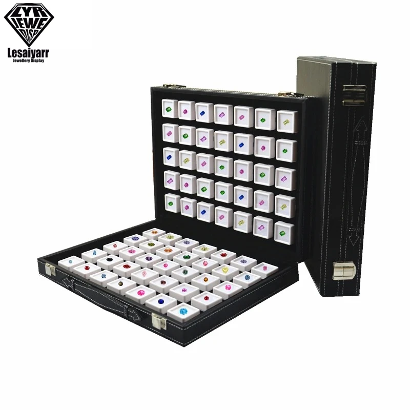 Grids Jewelry Gem Travel Display Leather Carrying Bag Show Case Loose Diamond Gemstone Bead Collection Storage Box 70 Grids