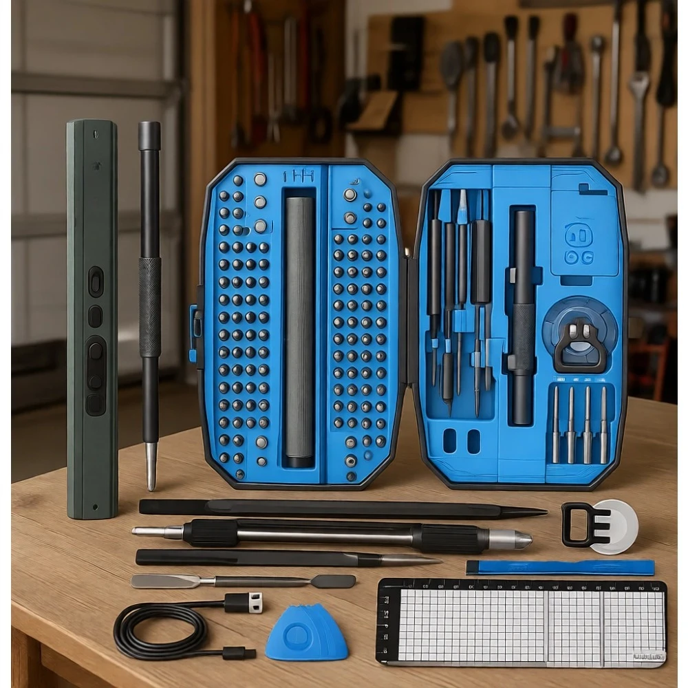 

Набор миниатюрных электрических прецизионных отверток 155 в 1 с магнитными насадками и LED-подсветкой для ремонта электроники