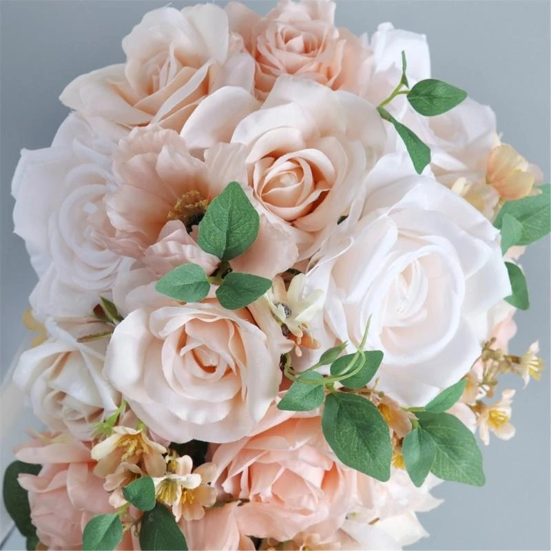 Delicate Silk Teardrop Bouquet Luxurious Champagne Silk Wedding Bouquet for Bride Teardrop Bouquets 15UB