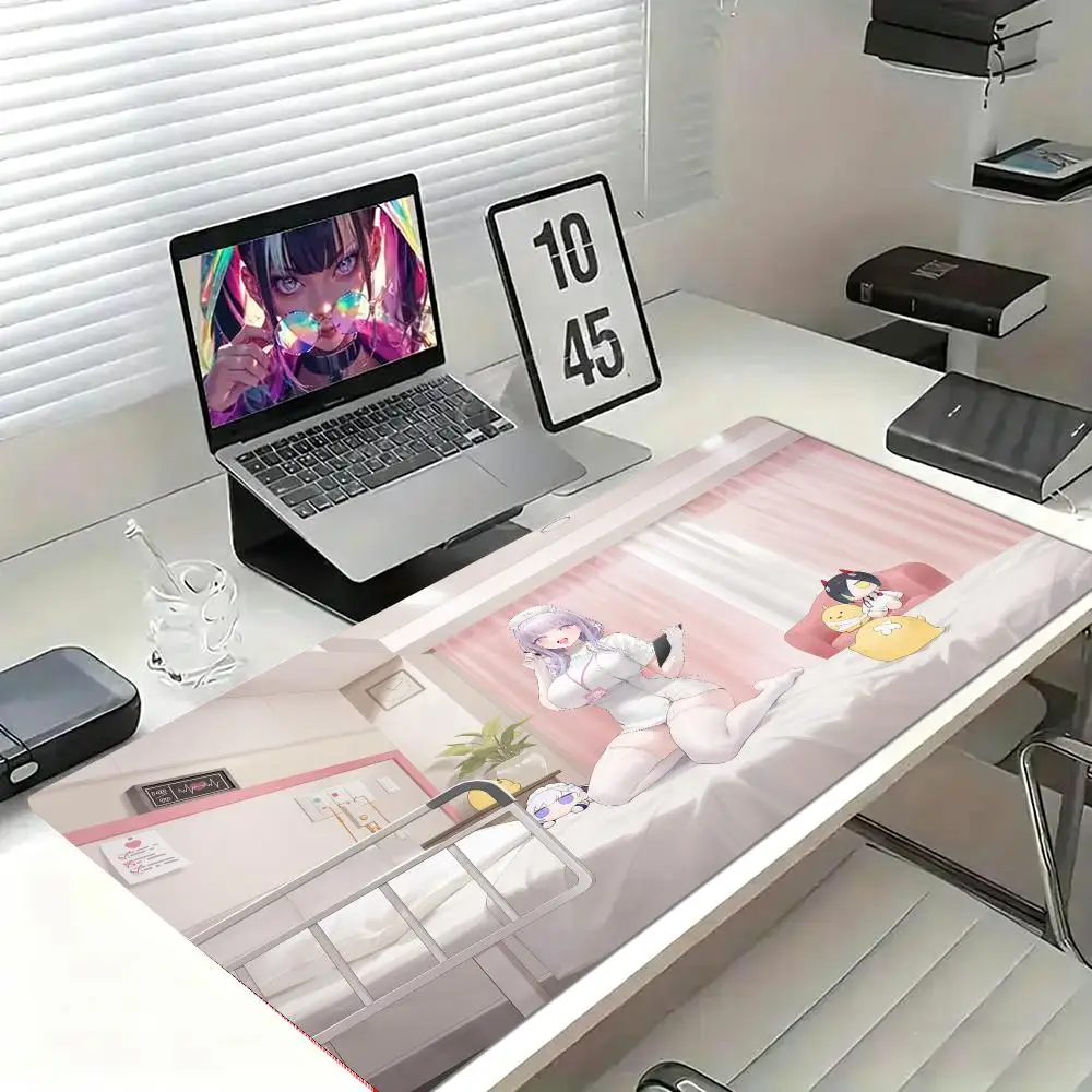 XXL Large Sexy Anime Girl Nurse Mousepad Overlock Deskmat Non‑Slip Rubber Hospital Scene Gaming Mouse Mats Keyboard Desk Pad