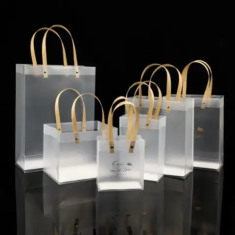 10PCS Transparent Frosted Plastic Handbag Made of High quality Plastic with Simple and Fashionable Style Transparent Frosted