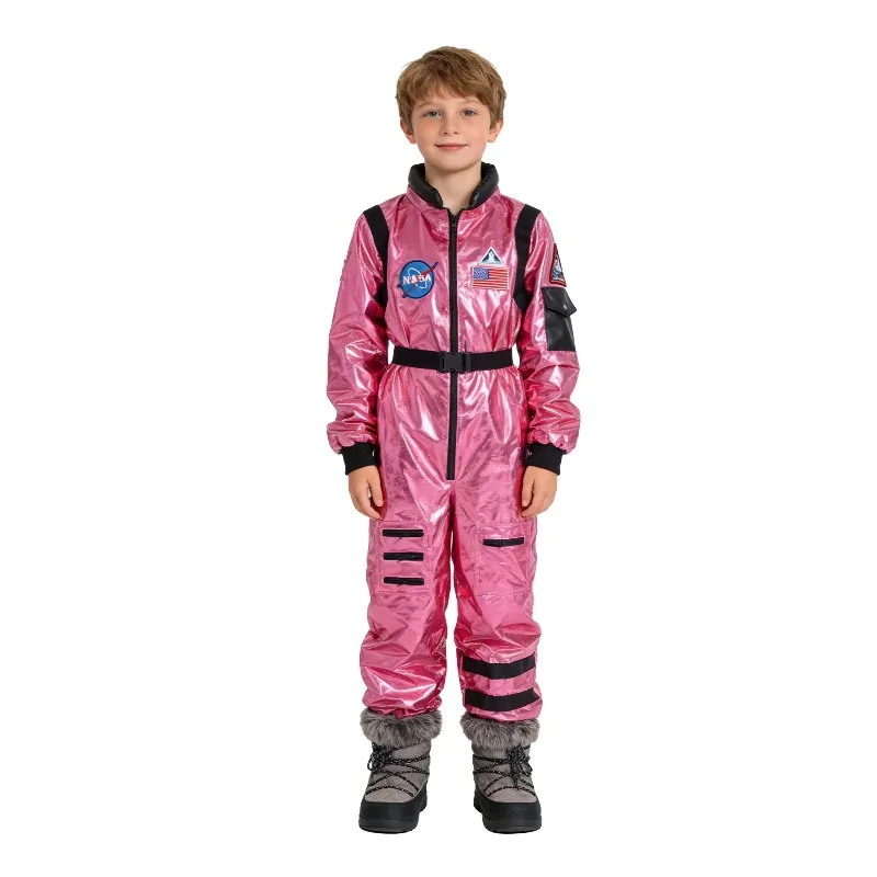 

Children Pink Astronaut Costume Boys Girls Spaceman Suit Space Jumpsuit Halloween Cosplay Party Dress Up