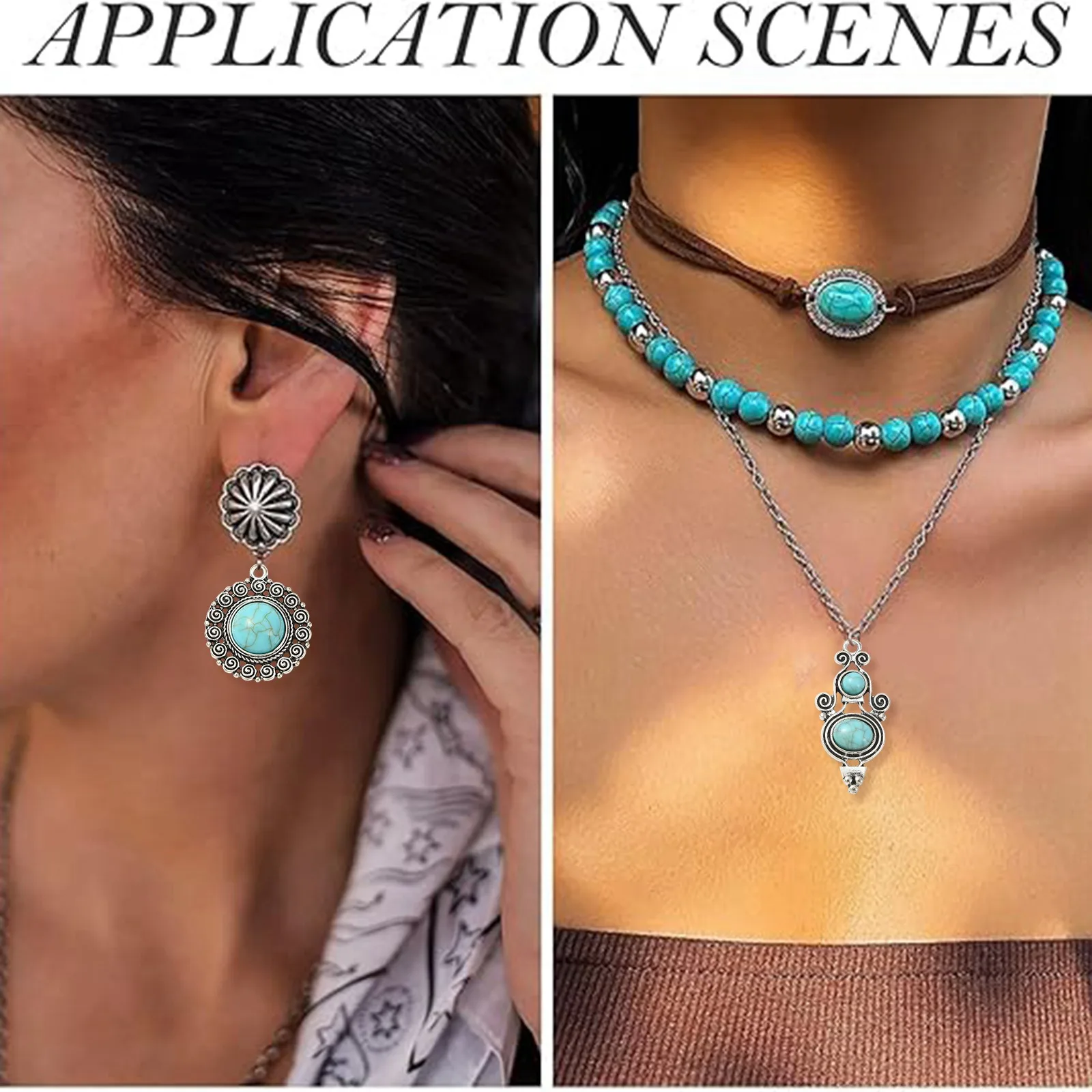 30 قطعة 6 أنماط الفيروز التبتي سحر بوهو موضوع العتيقة الفضة الغربية دلايات DIY بها بنفسك صنع المجوهرات أساور القلائد