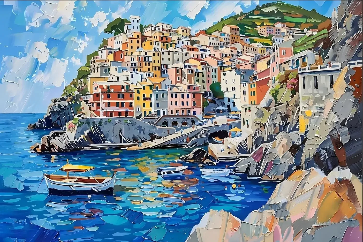 

120/300/500/520/1000/1314 Pcs Fishing Village Jigsaw Wooden Puzzle Landscape Home Decor Adults Relaxing Activity Family Fun Gift