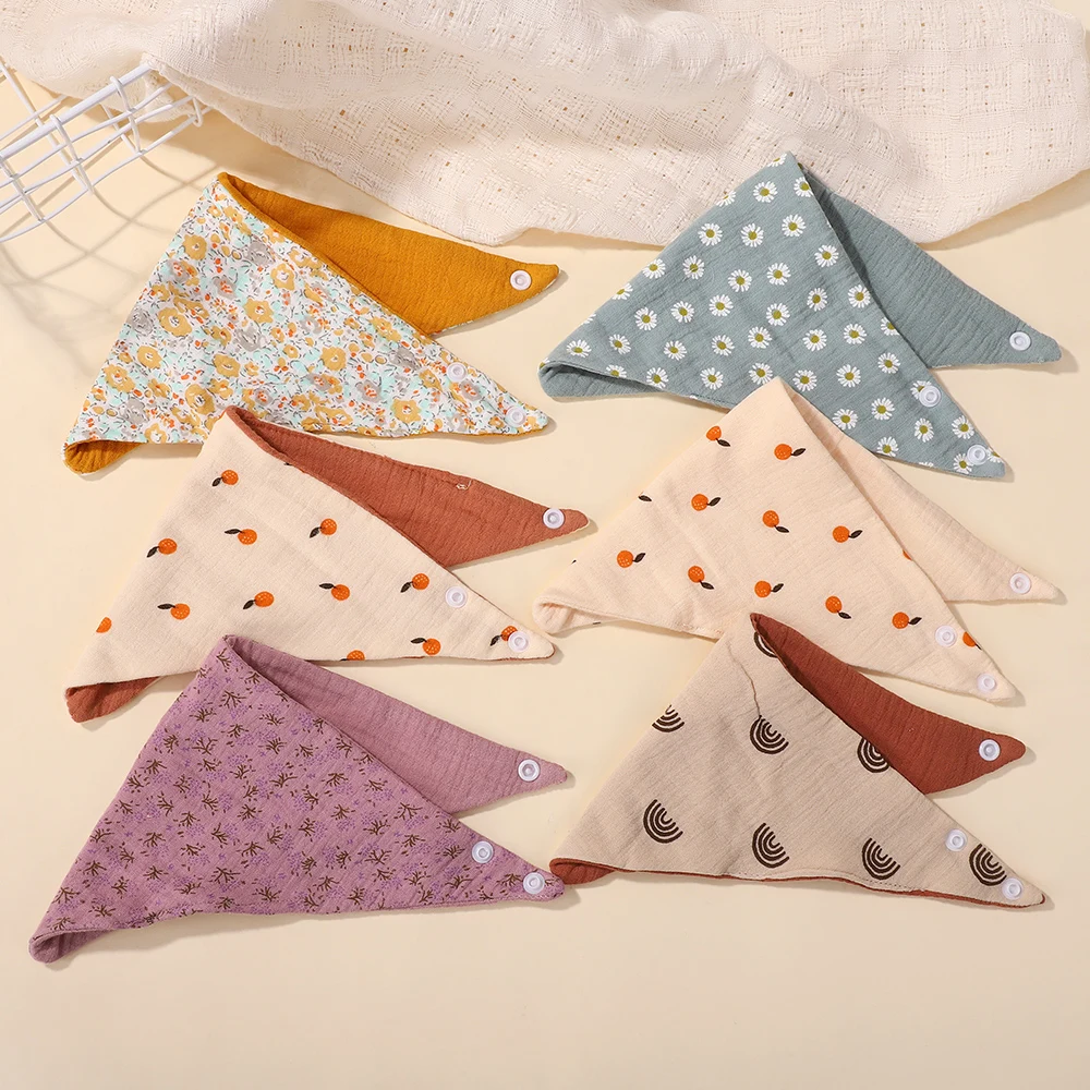

10PCS/lot random color pringting flower bibs Safe cotton drool towel Infant toddler cloth napkin protection