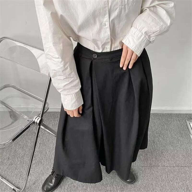 

Японские и весенние мужские брюки, новые широкие осенние индивидуальные асимметрии в стиле хип-хоп, свободные брюки-юбка большого размера для отдыха