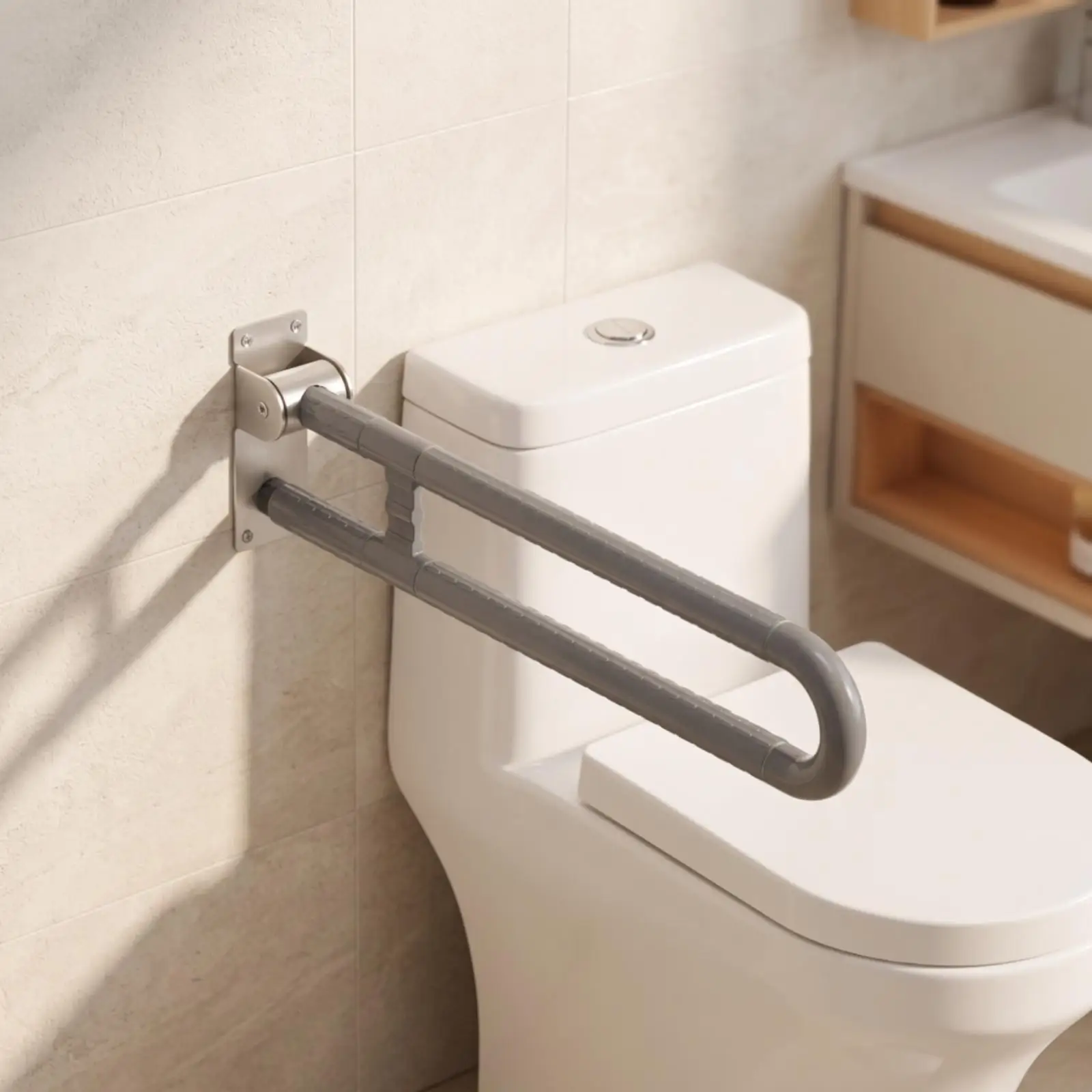 Practical Safety Grab Bar for Bathroom Folding Stainless Steel Rail Assist Handle for Elderly Disabled Toilet Support