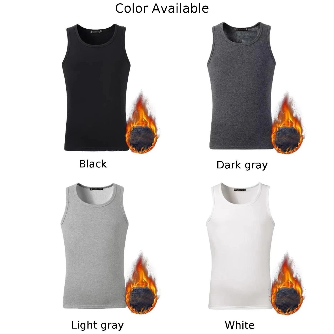 Men\'s Fleece Lined Tank Top Vest Underwear Warm Thermal Base Layer Undershirt Thermo Clothing Pajamas Breathable Base T-Shirt