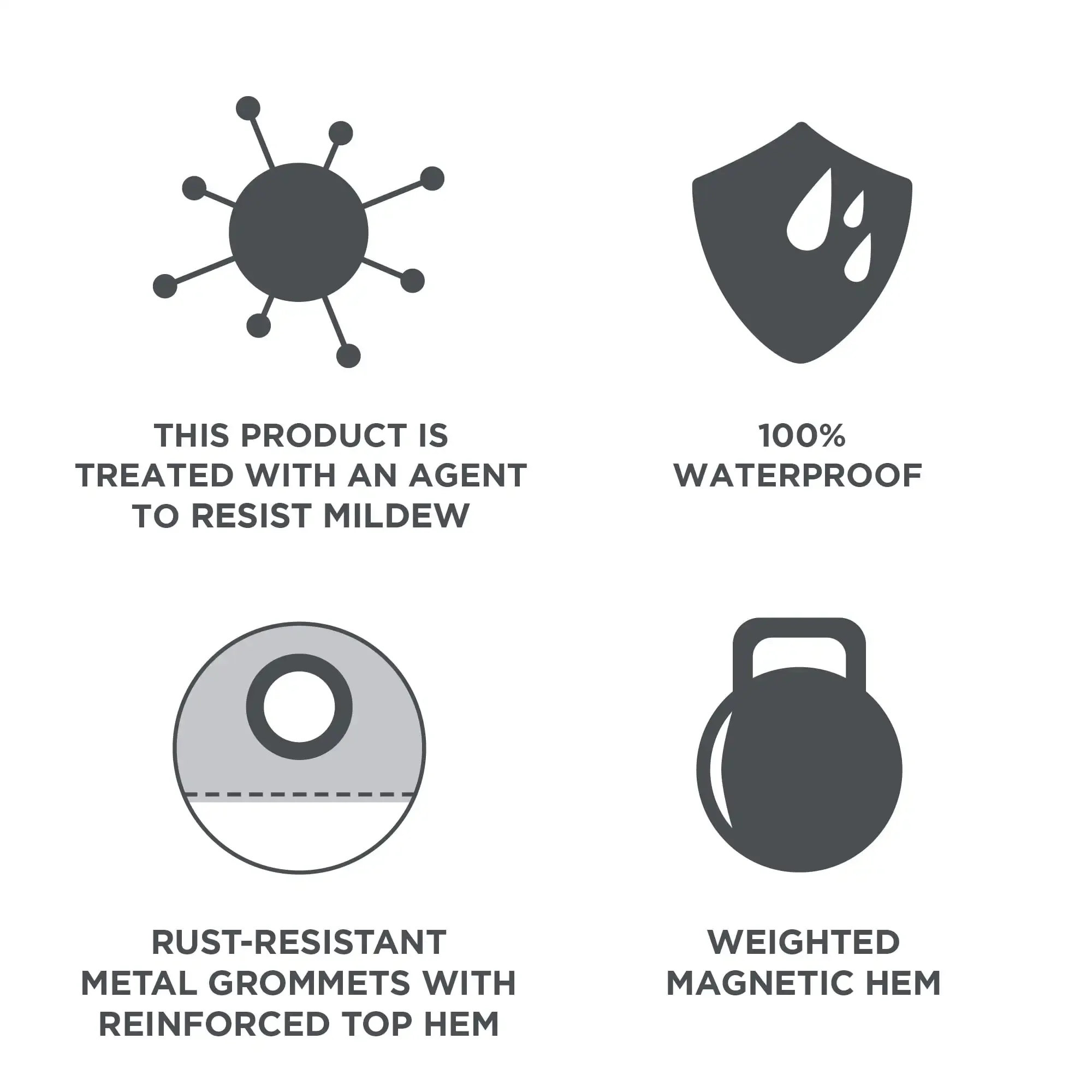 Waterproof Ultimate Shield Gray Fabric Shower Curtain Liner, 70" x 72"