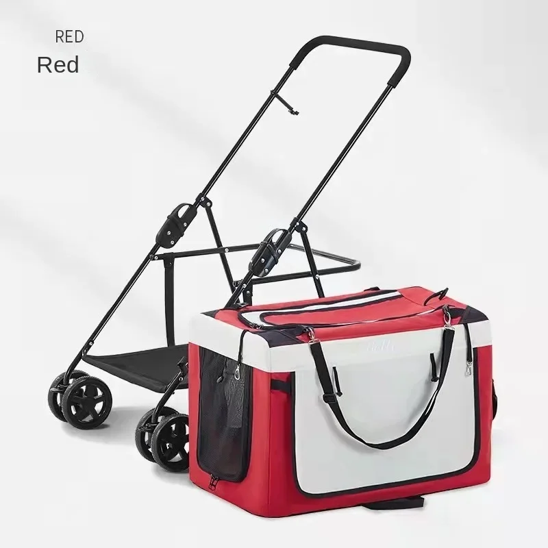 Bello Pet Cart Outdoor Walking Dog and Cat Cart Small Portable Foldable Design Separate Bag Travel Pet Stroller