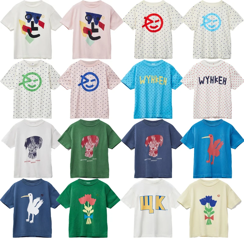 

2025 New Summer Children's T-shirt Smiling Face Print Kids Clothing Boys Girls Cartoon Casual T-shirt