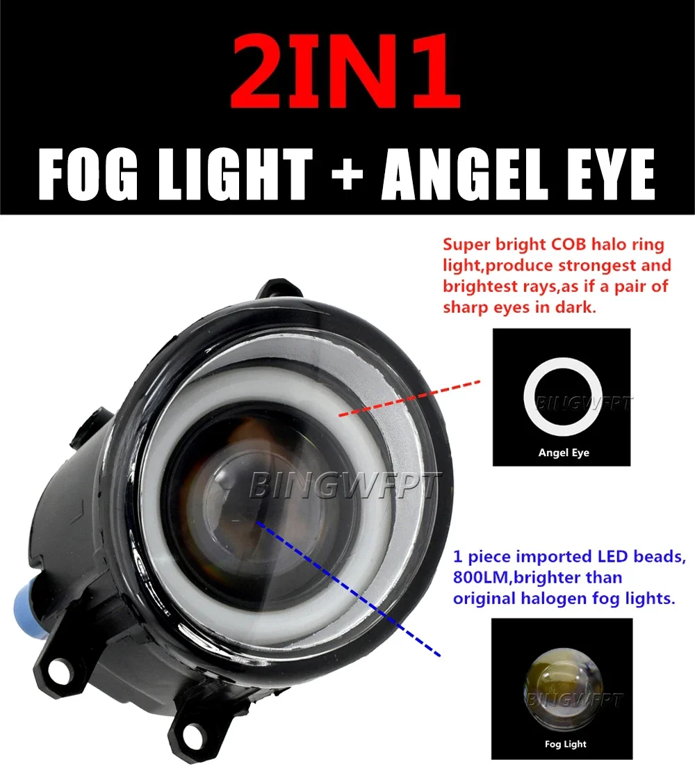 Car DRL Fog Driving Lamp LED Lens For Toyota Avensis Estate Saloon Hatchback T25 2003-2008 Angel Eye Fog Light