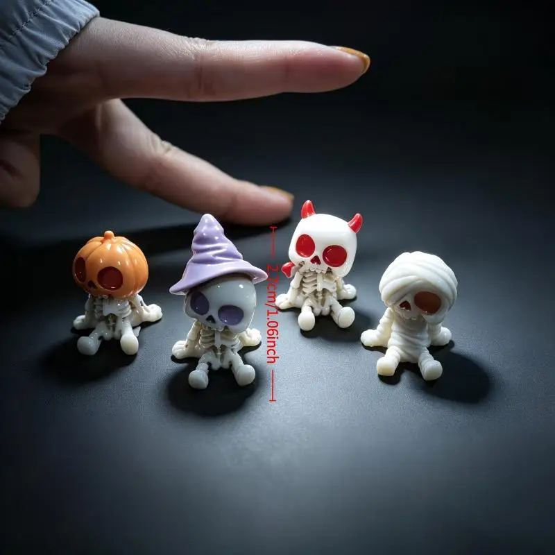 Weatherproof Gothic Skull Statue 4/8 Pcs Resin Skeleton Figurines Outdoor Patio Garden Halloween Decor Ornament