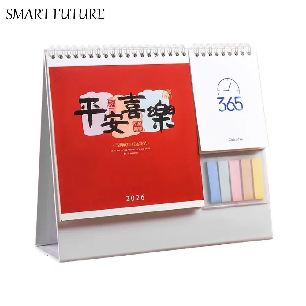 

Chinese New Year Style 2026 Desk Calendar Month Date Display with Notes Horse Year Calendar Horse/Elk Coil Binding